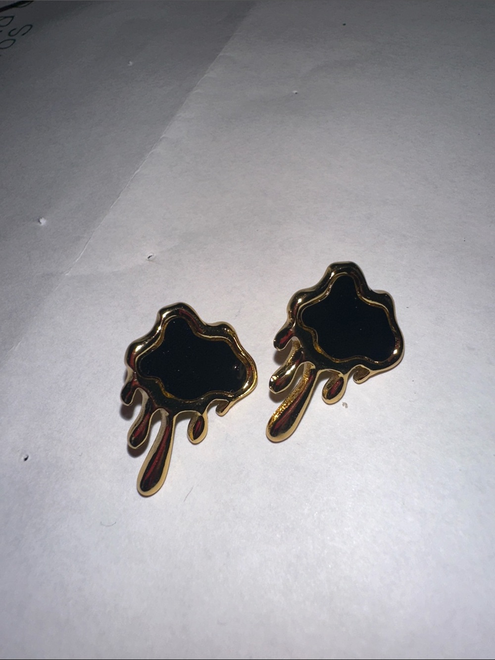 Gold & Black Drip Stud Earrings